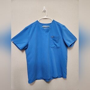 Figs Leon Mens Xxl Blue 3 Pocket V Neck Scrub Top Nursing Workwear Scrubs